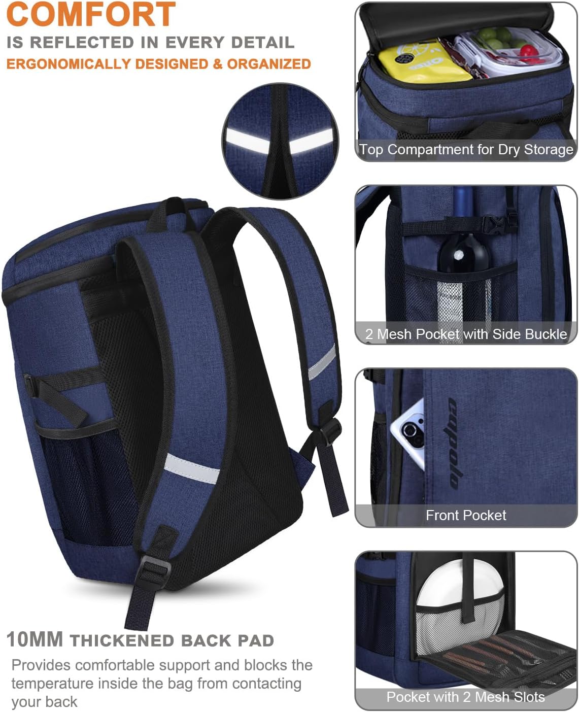Capolo Cooler Backpack Insulated Leak Proof for Women Men Soft Cooler Bag