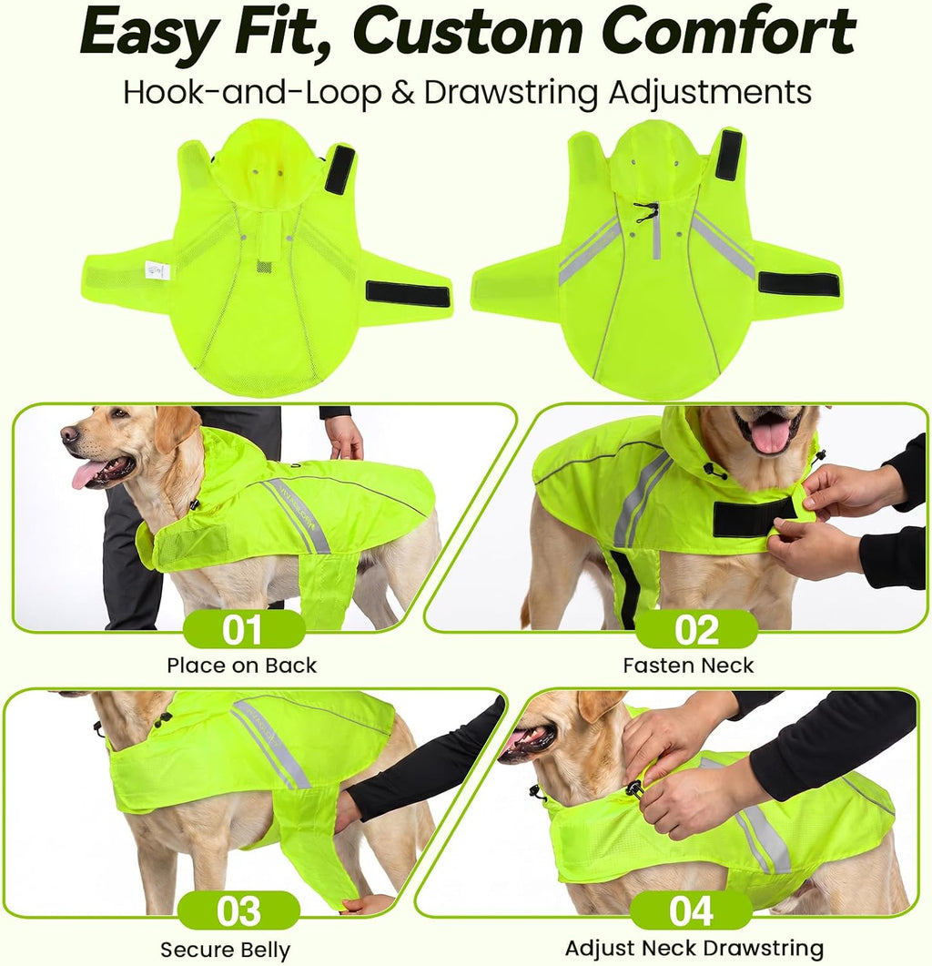 VIVAGLORY Dog Raincoat Wetoff Dog Rain Coat, XL, Bright Yellow