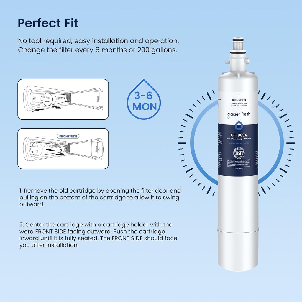 GLACIER FRESH RPWFE, RPWF Refrigerator Water Filter (Built-in CHIP) 1-Pack