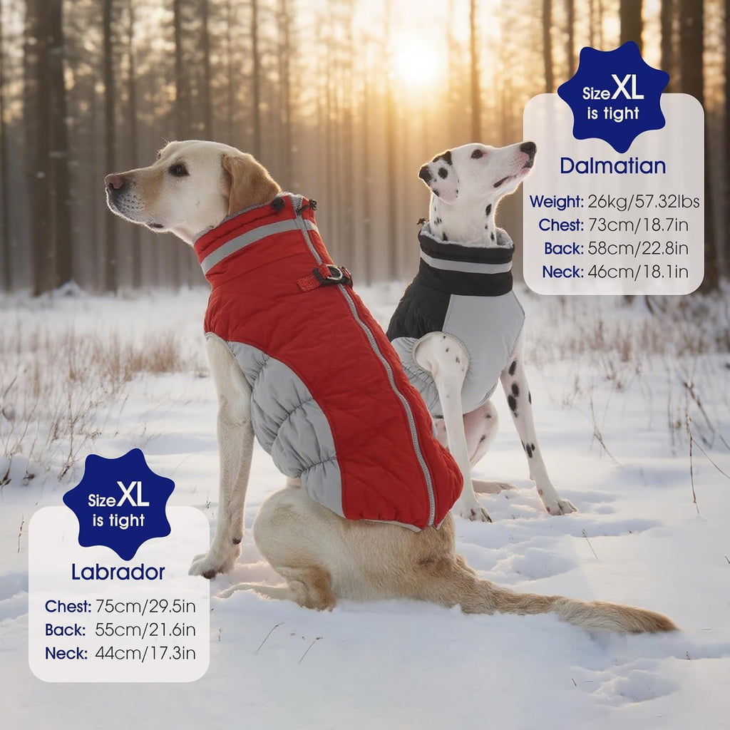 FUAMEY Dog Coat for Small Dogs, Fleece Dog Winter Jacket with Harness