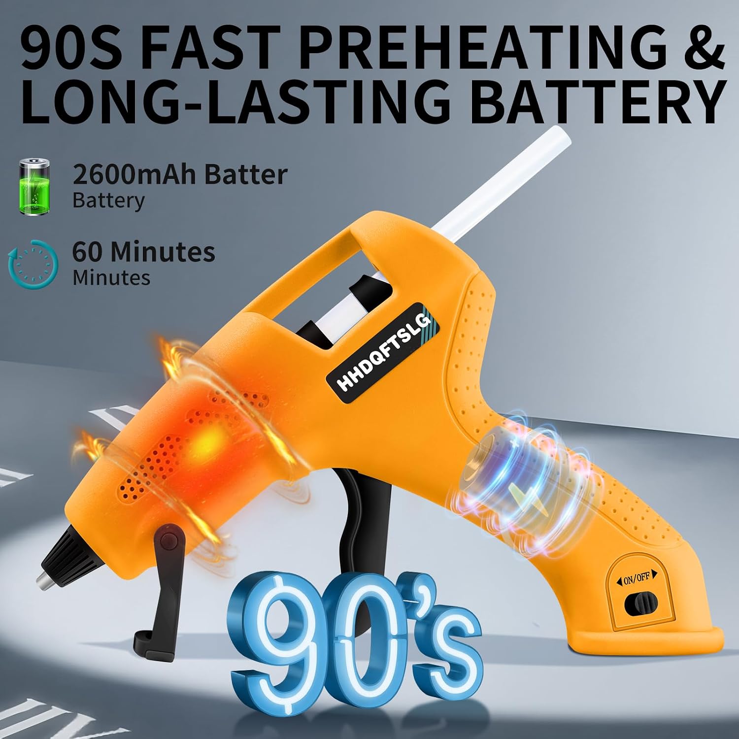 Cordless Hot Glue Gun Kit with 30 Sticks, Fast Heating 2.6Ah Rechargeable