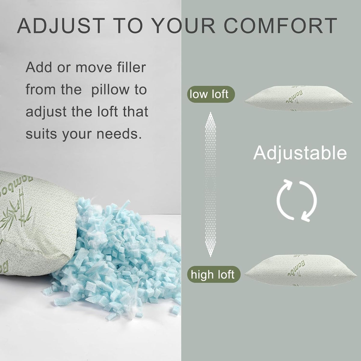 Camping Pillow for Sleeping 2 Pack,Filled in Shredded Memory Foam