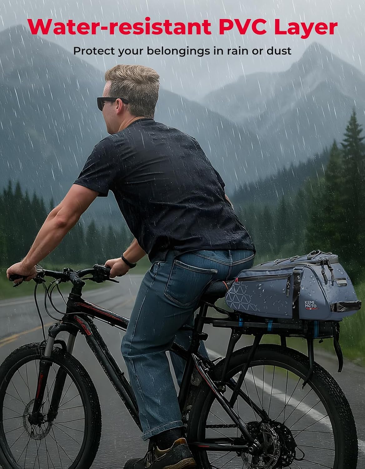 KEMIMOTO Rear Bike Rack Bag - 8L PVC Water Resistant Ebike Bags for Bicycle