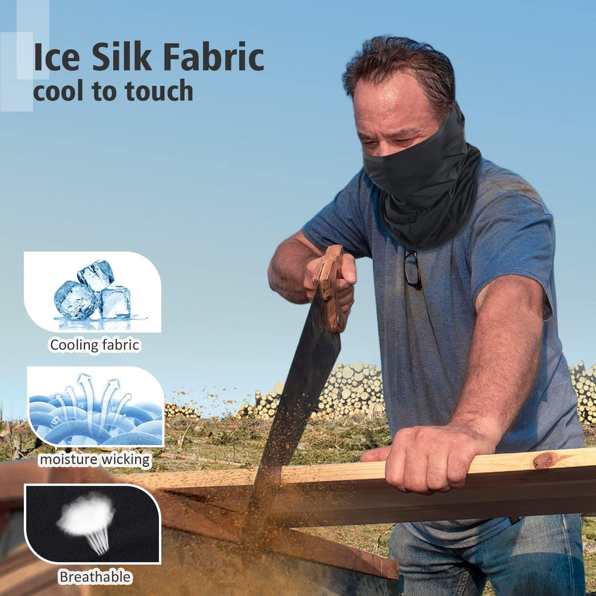 LUOLIIL VOE Cooling UV Balaclava Face Mask,Summer Ice Silk for Motorcycle