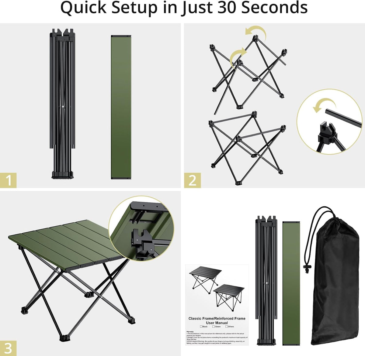 Anbte Small Folding Camping Table, Aluminum Frame, 45 lb Capacity