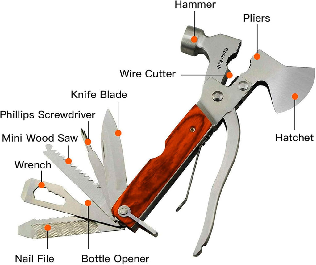 18-in-1 Multitool Camping Axe Hammer, Multi Tool with Plier, Knife