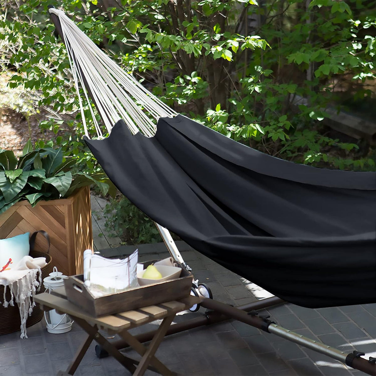ANYOO Cotton Camping Hammock Portable with Tree Straps Holds 660lbs