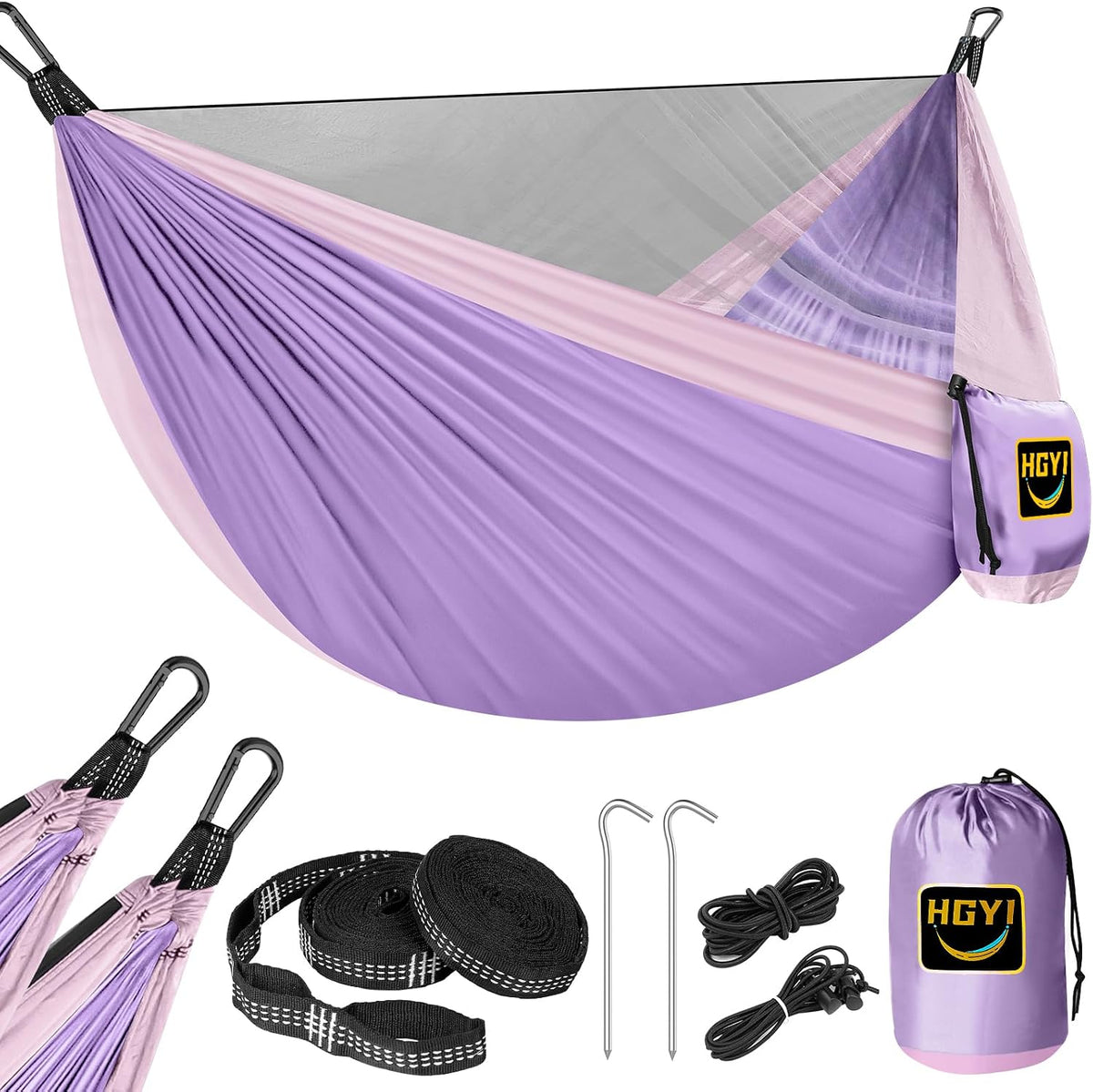 Camping Hammock Mosquito Net,Double & Single Portable Hammocks for Small Hammocks with 2 Tree Straps,Hammock Tent for Travel Camping,Camping Accessories for Indoor Outdoor Hiking Backpacking