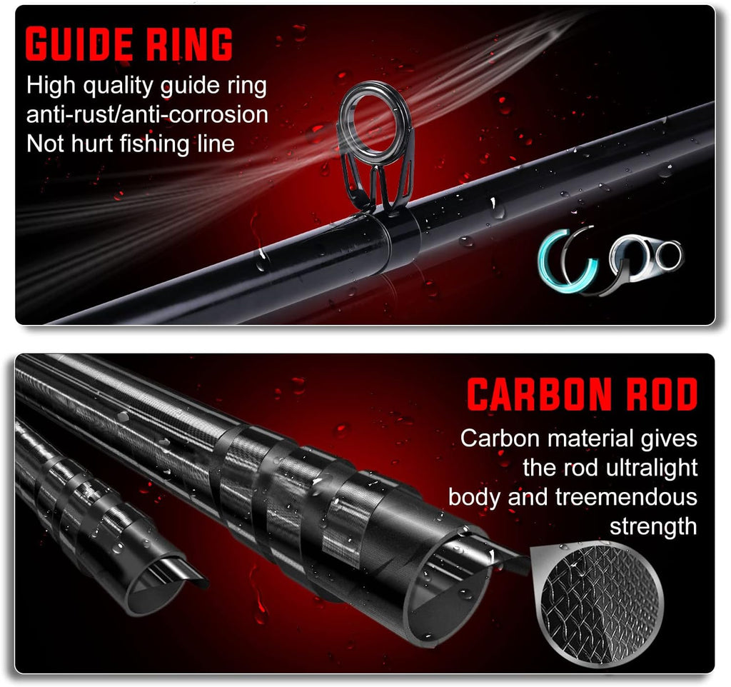 Sougayilang Fishing Rod and Reel Combos, Telescopic Fishing Pole with 12+1BB Spinning Reel for Travel Saltwater Freshwater Fishing-2.4M Rod with 3000 Reel