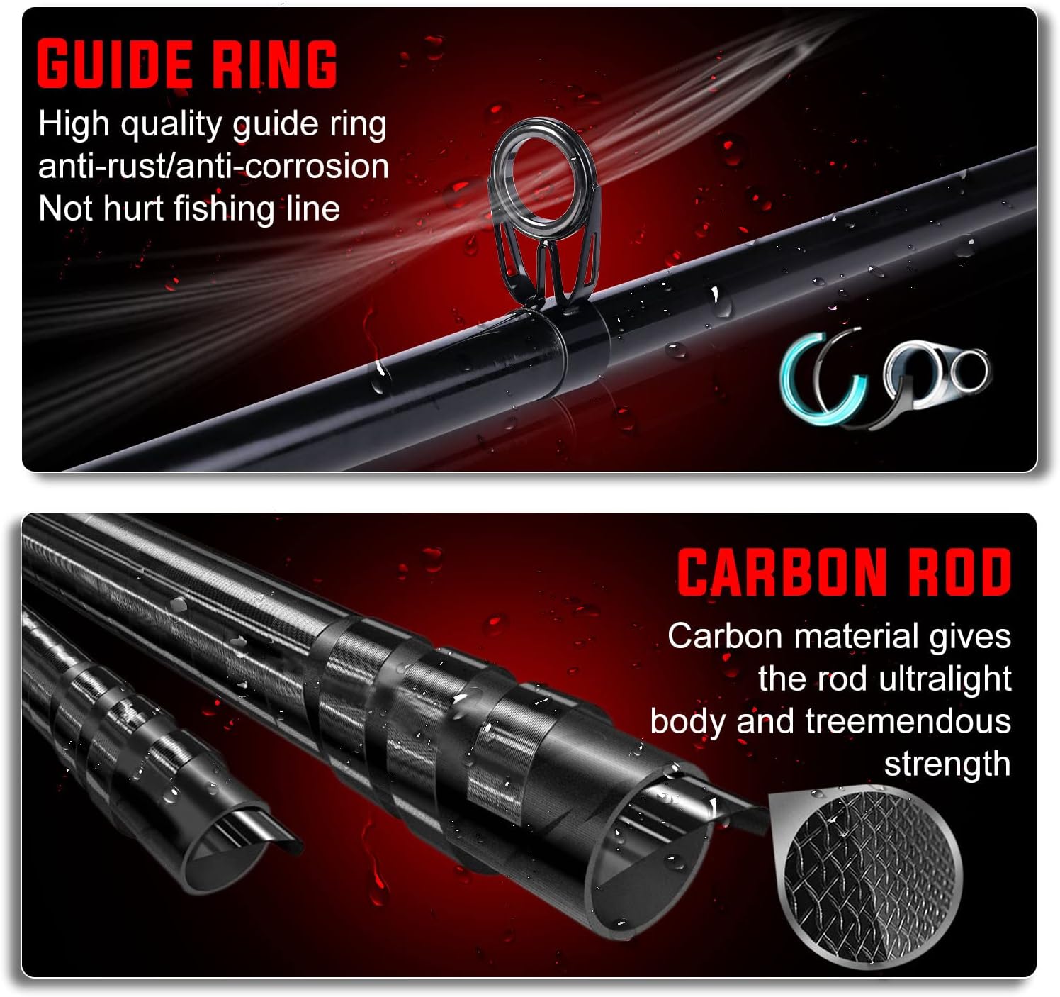 Sougayilang Fishing Pole with Spinning Reel Portable Fishing Rod Reel Combos