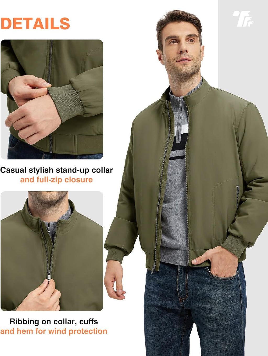 TBMPOY Men's Winter Jackets Bomber Padded Casual Windbreaker Warm Fall Coat