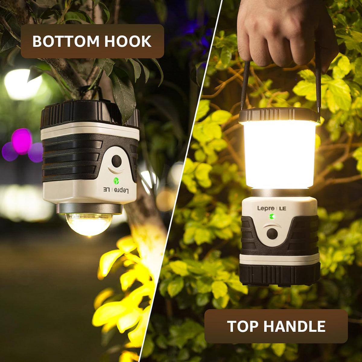 Lepro 1000LM LED Camping Lantern Rechargeable with 4 Light Modes, White