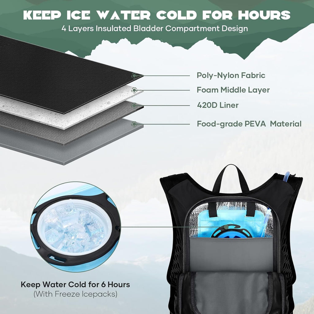 Maelstrom Lightweight Hydration Hiking Backpack with 2L/3L Water Bladder