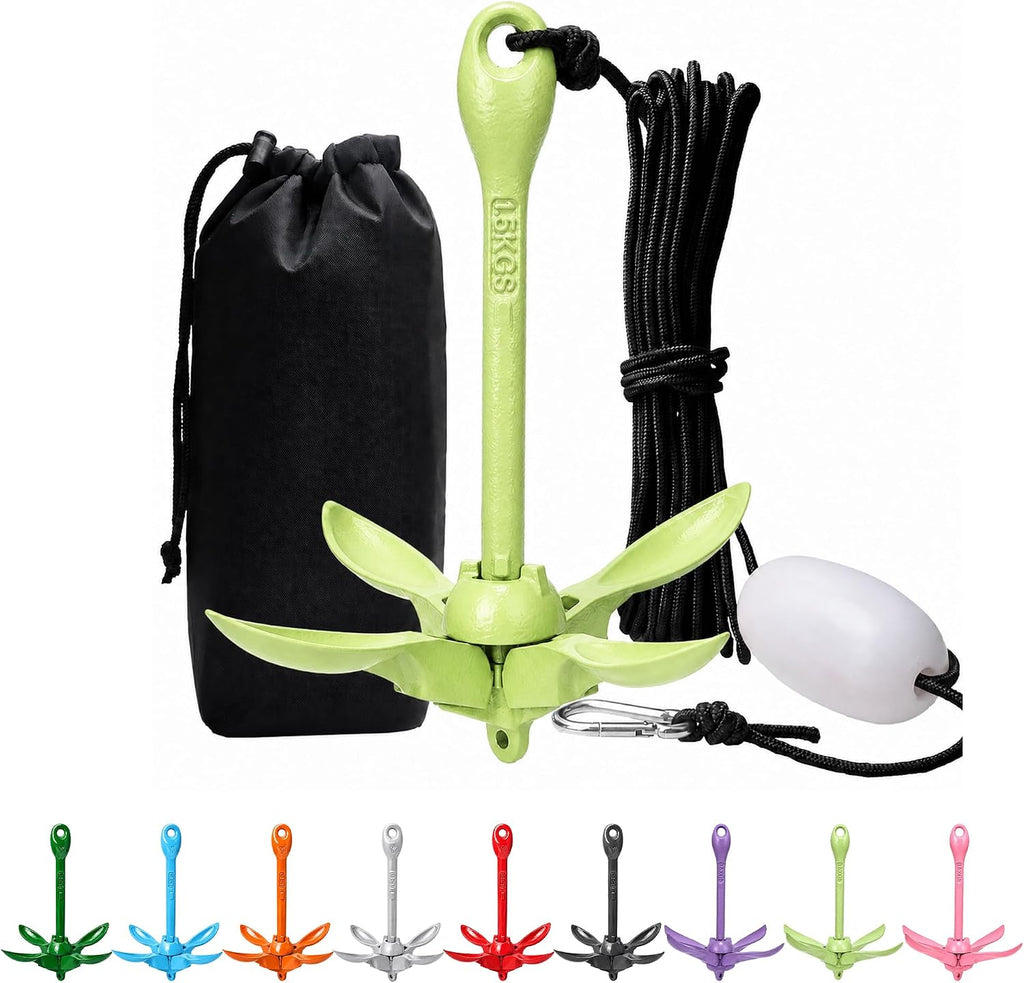 Kayak Anchor Boat Anchor for Kayaks, Canoes, SUP Paddle Boards & Jet Skis, Folding Anchor with 40ft Anchor Tow Rope and Carrying Bag