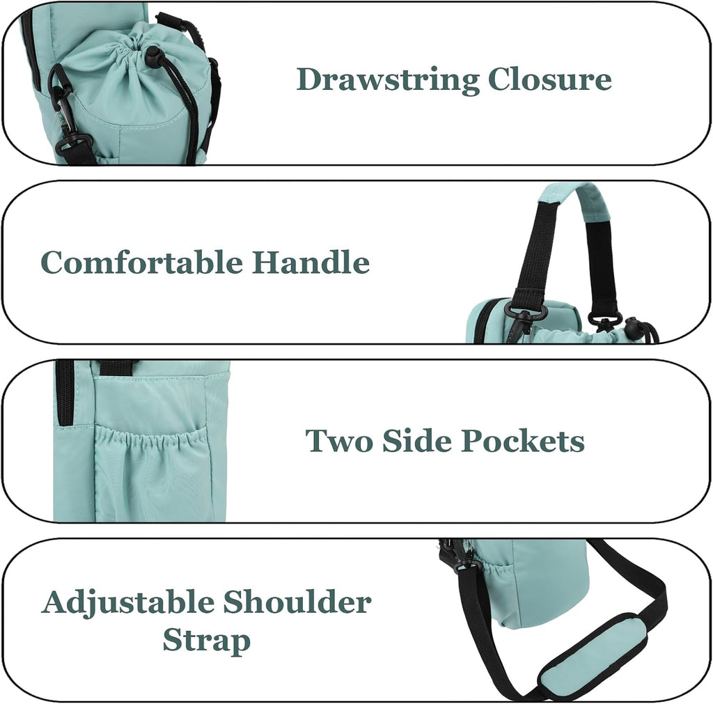Water Bottle Holder with Strap, 32/40oz Insulation Water Bottle Carrier Bag with Phone Pocket, Water Bottle Sling Bag Crossbody Water Bottle Holder for Hiking Walking