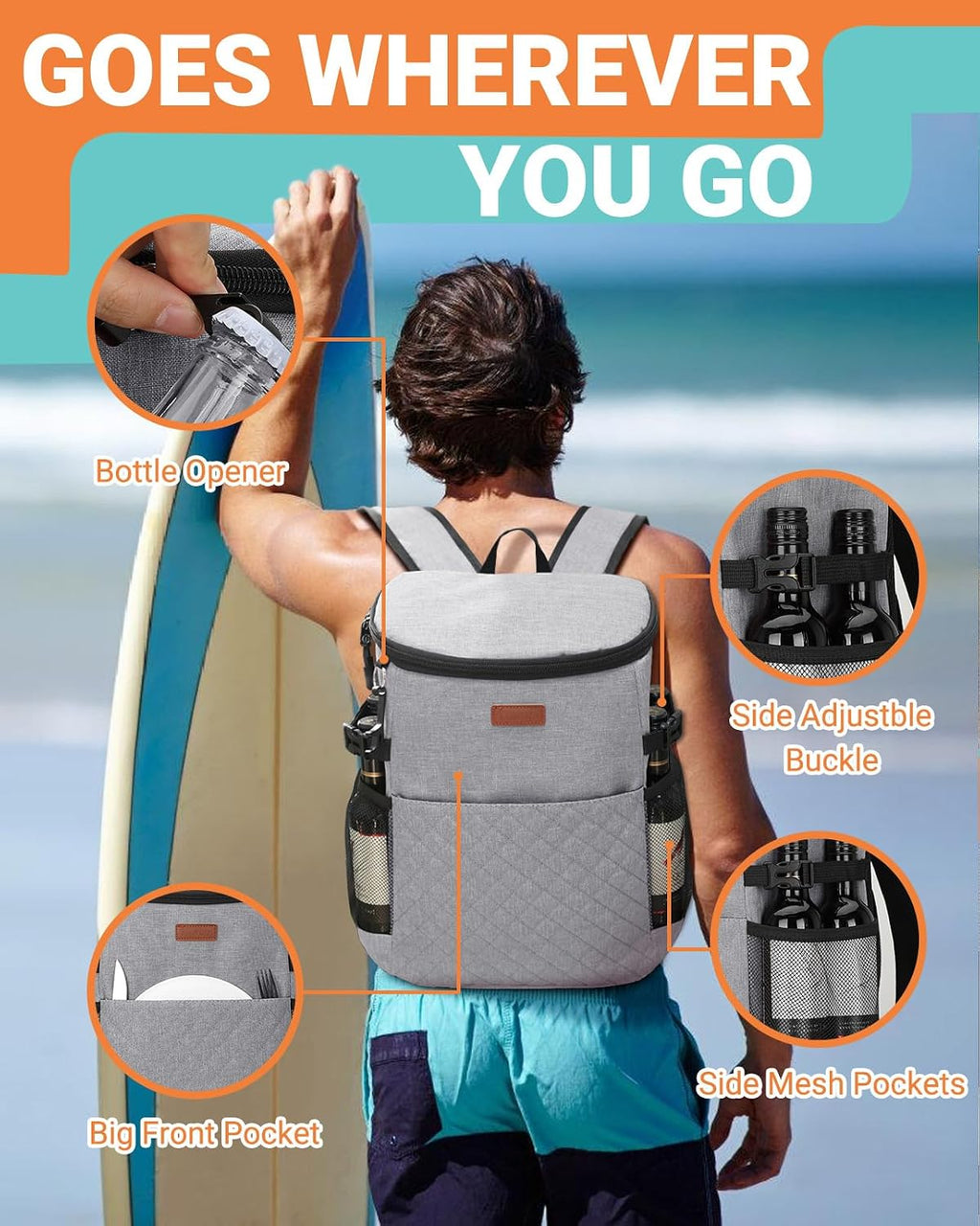 Soft Cooler Backpack for Men: Small Insulated Backpack Coolers for Beach
