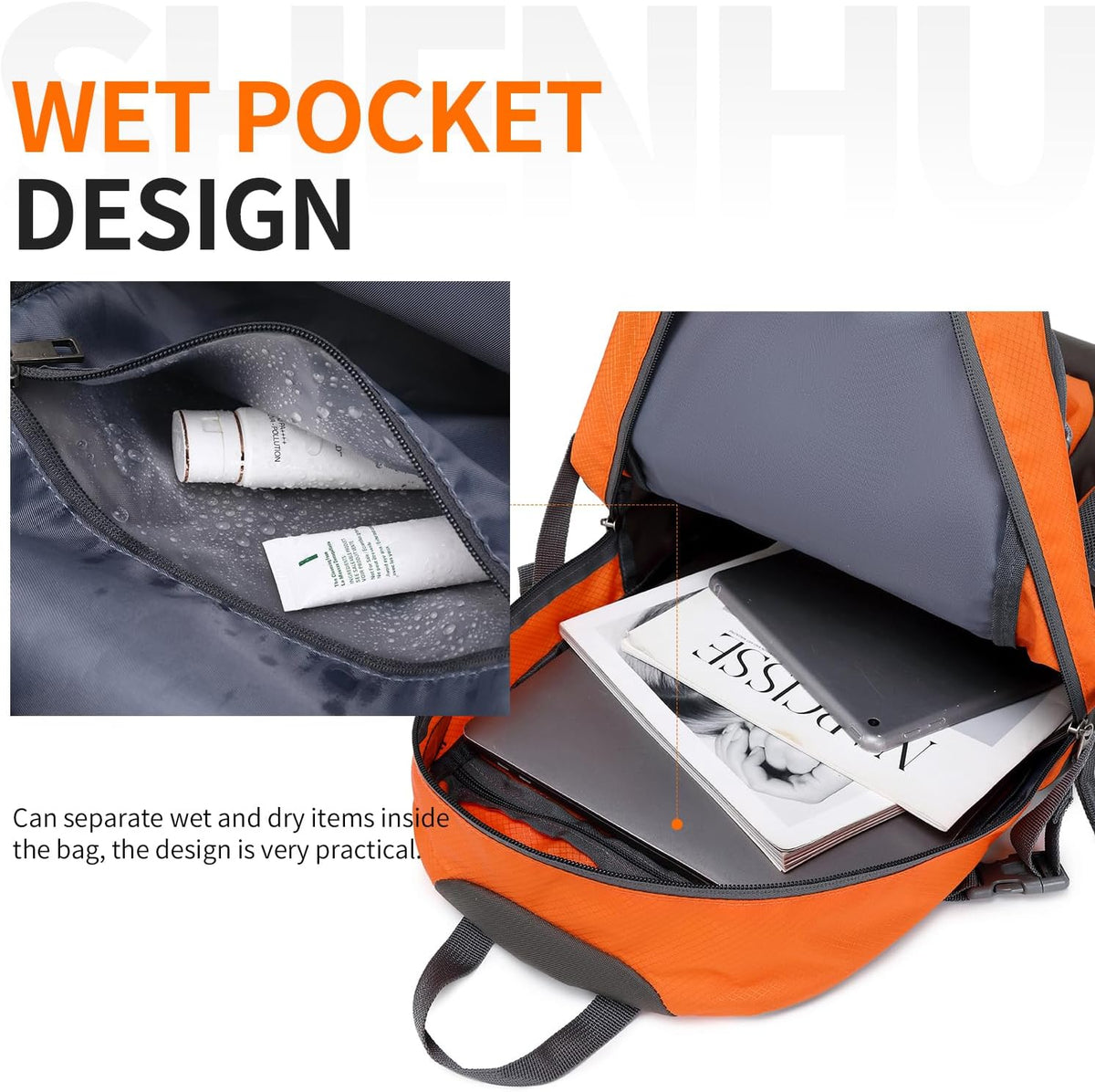 40L Hiking Backpack Lightweight Daypack Waterproof Travel Camping Backpack for Men Women Sport Packable