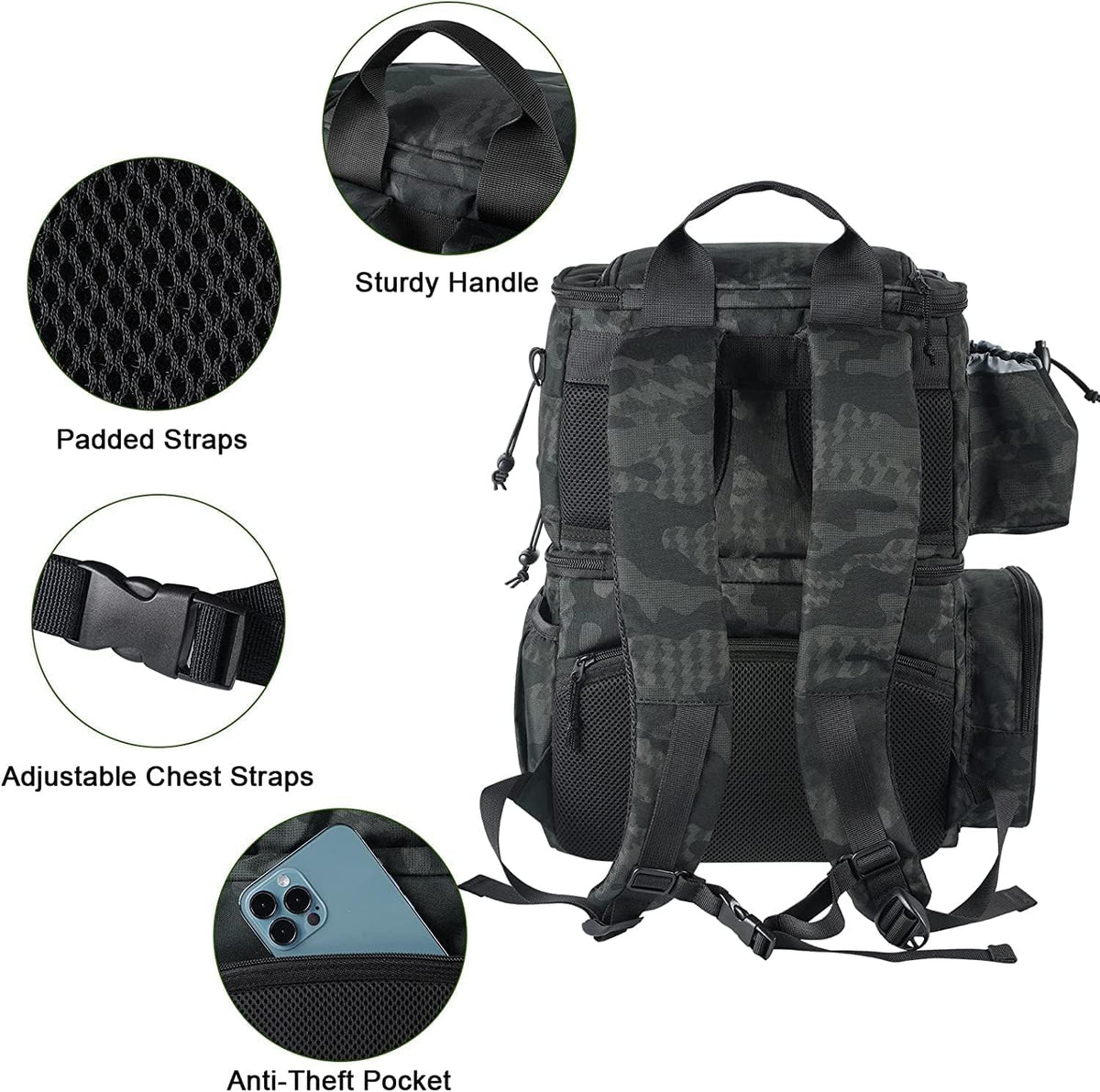 MATEIN Fishing Backpack, Tackle Storage Bag with Rod Holders & Cooler