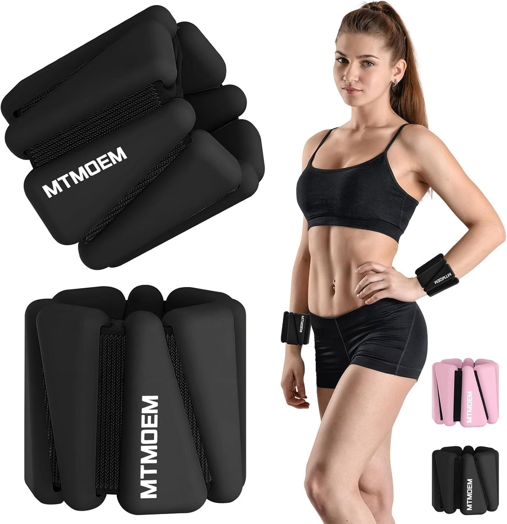 Ankle Weights for Women & Men, Adjustable Wrist & Ankle Weights 2 LB Each for Beginner & Pro, Soft Silicone Weighted Bangle for Walking, Pilates, Yoga, Running, Swimming, Arm & Leg Workouts (Set of 2)