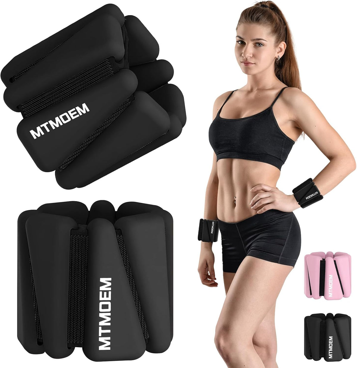 Ankle Weights for Women & Men, Adjustable Wrist & Ankle Weights 2 LB Each for Beginner & Pro, Soft Silicone Weighted Bangle for Walking, Pilates, Yoga, Running, Swimming, Arm & Leg Workouts (Set of 2)