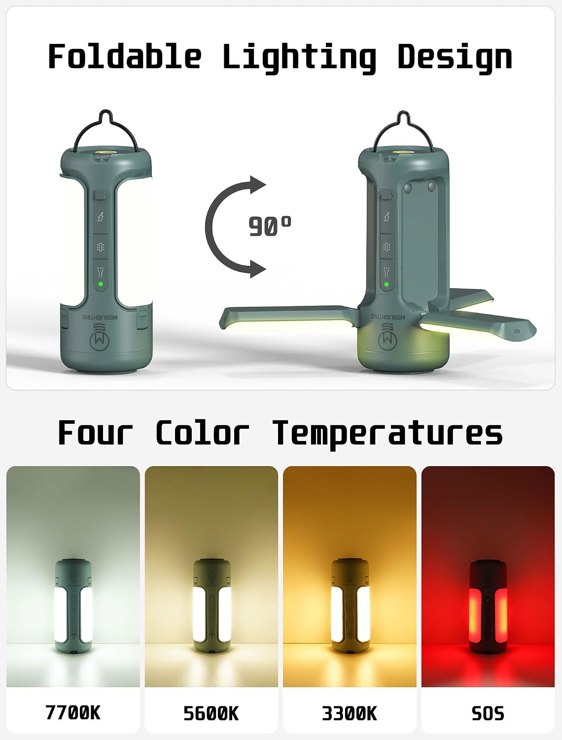 4 in 1 Foldable Camping Lantern with Bluetooth Speaker, Portable Flashlight, LED Folding Tent Lights, 750Lm, 5 Modes