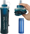 1L Collapsible Water Bottle with Filter for Hiking Backpacking(Green)