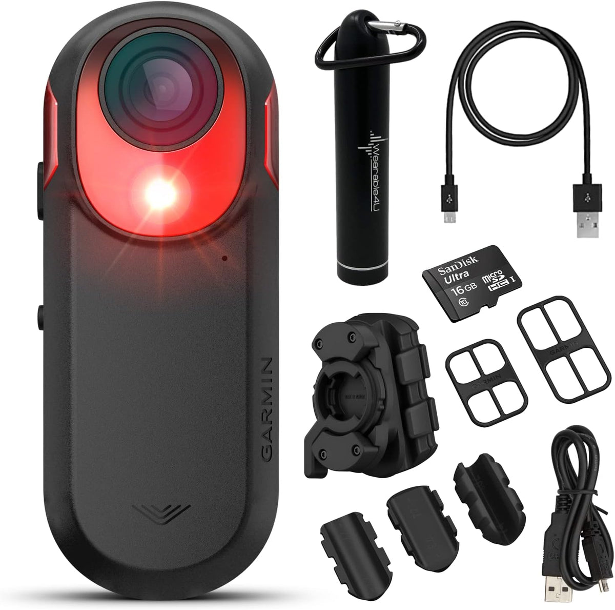 Garmin Varia Cycling Rearview Radar with Visual and Audible Alerts for Vehicles and Wearable4U Bundle