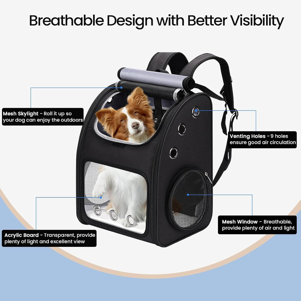 Expandable Cat Backpack Carrier for Small Cats & Pets Up to 18 lbs