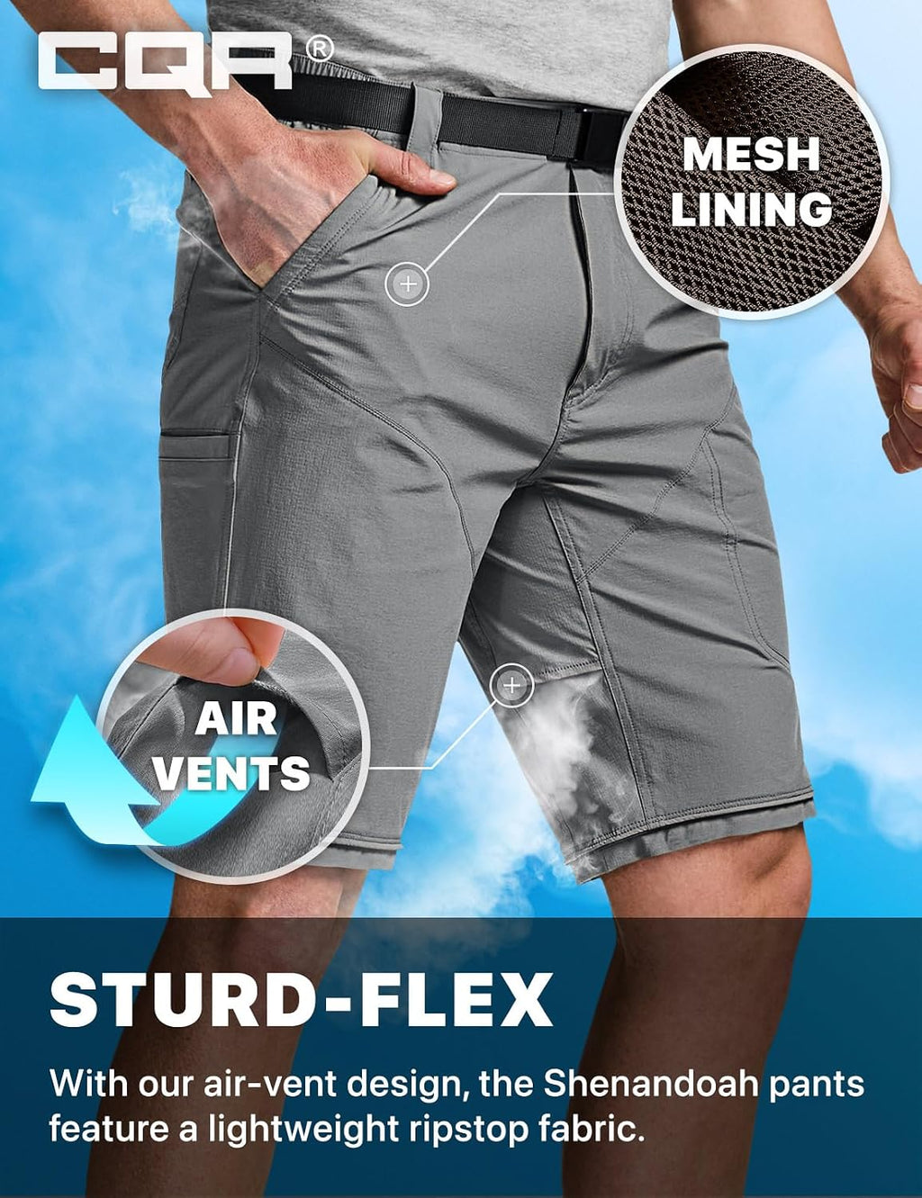 CQR Men's Convertible Cargo Tactical Pants, Water Resistant Outdoor Hiking Pants, Zip Off Lightweight Stretch Work Pants