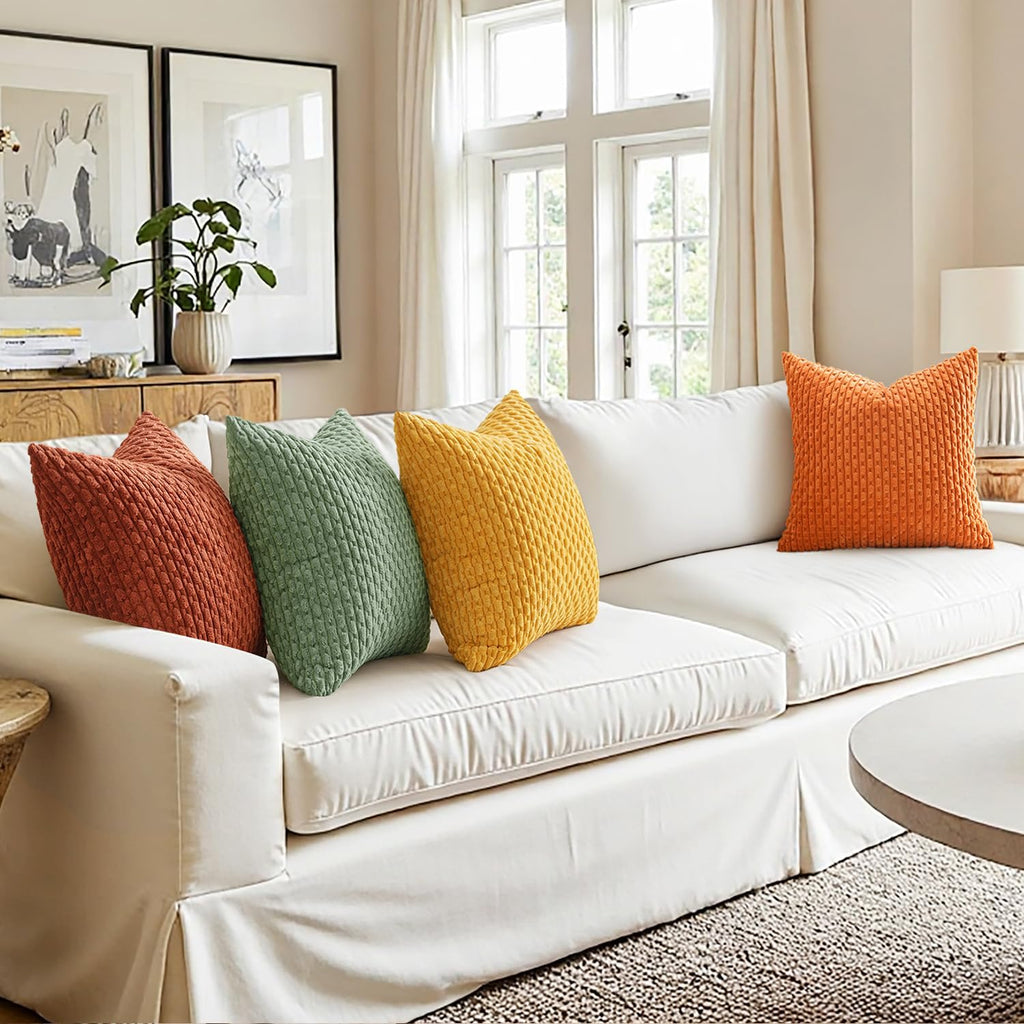 MIULEE Fall Burnt Orange Decorative Throw Pillow Covers 18x18 Set of 4