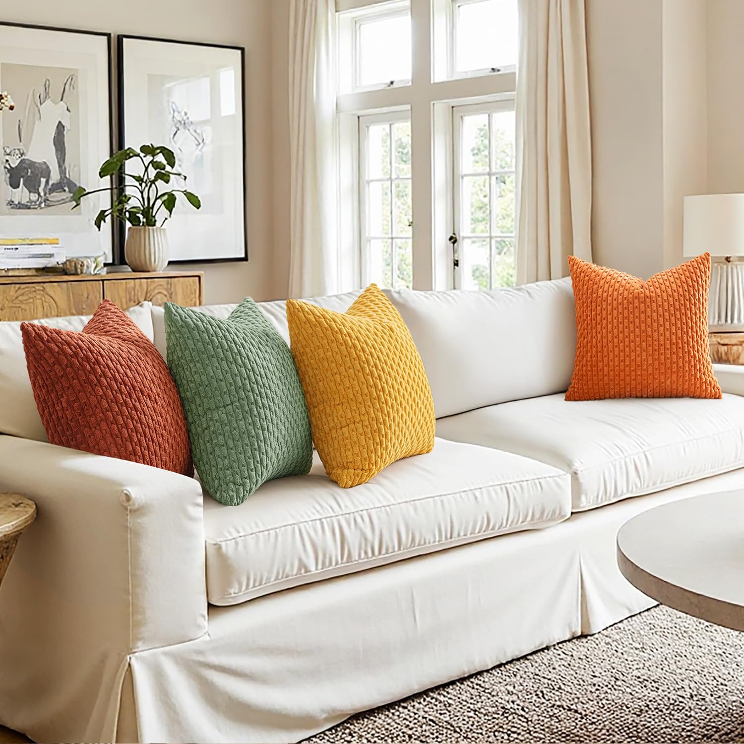 MIULEE Fall Burnt Orange Decorative Throw Pillow Covers 18x18 Set of 4