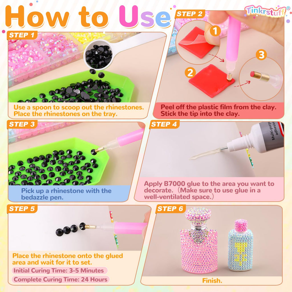 TINKRSTUFF 50000Pcs 60 Colors Jelly Rhinestones Bedazzling Kit