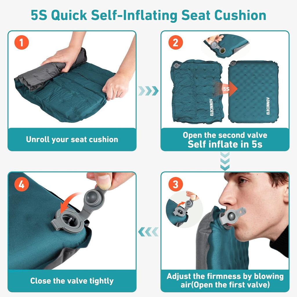Inflatable Seat Cushion, Self Inflating Compact Stadium Seat Cushion