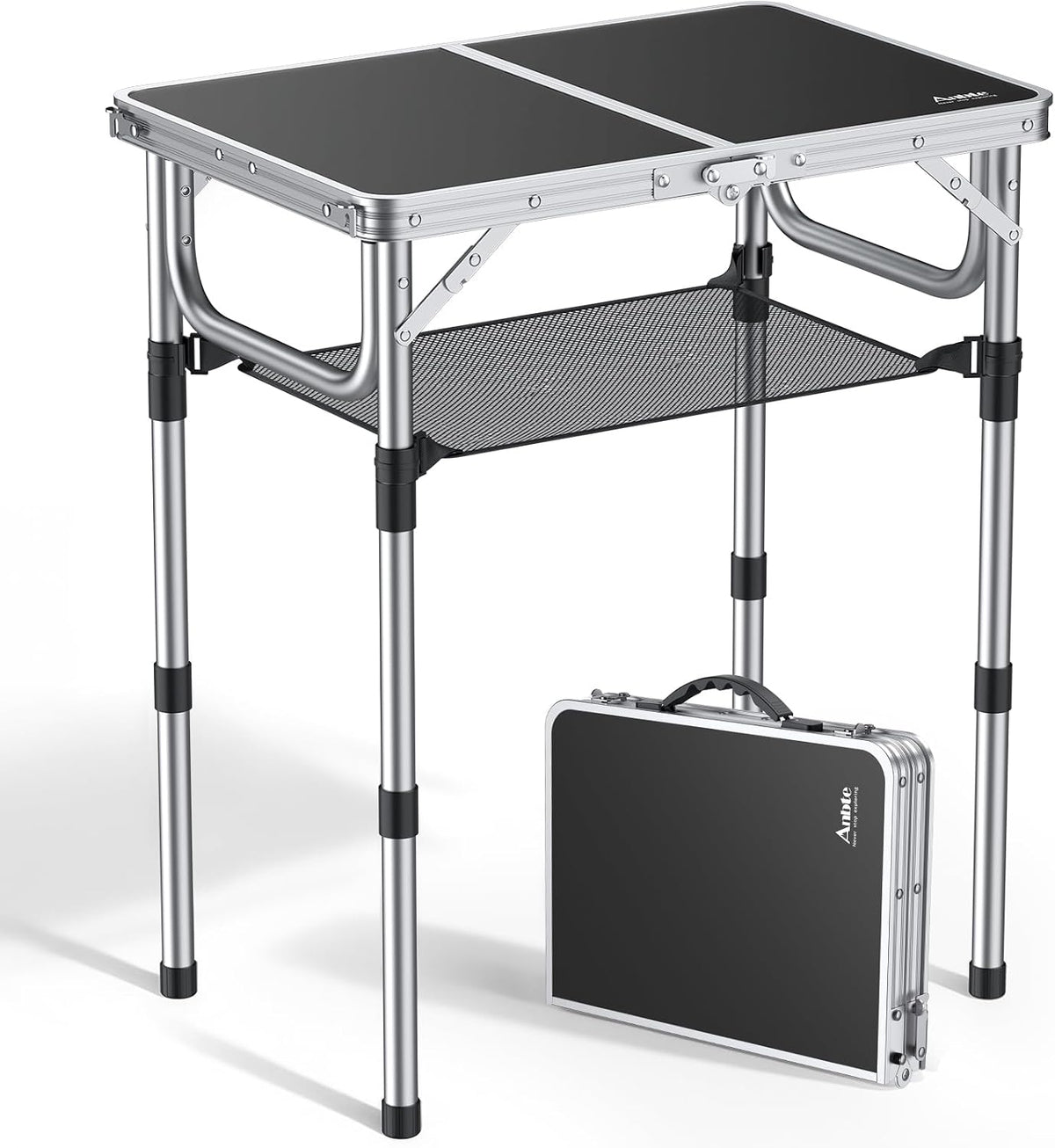 Anbte Folding Camping Table, 24"X 16" Adjustable Height Small Folding Table
