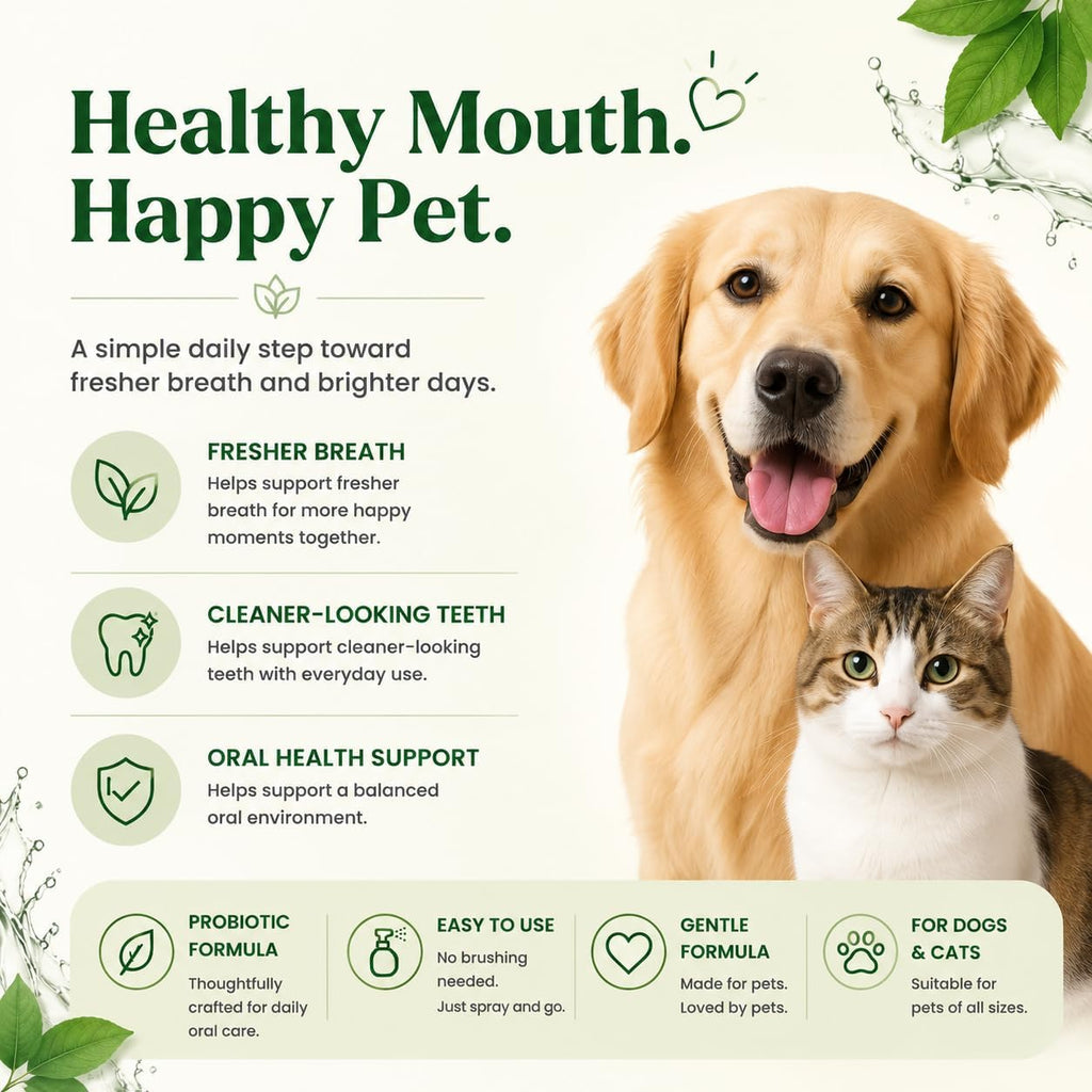 Milolabco Probiotic Spray for Dogs Teeth, Advanced Oral Care Spray with Probiotic Formula for Fresh Breath & Cleaner Teeth, Daily Dog Teeth Care Spray, No Brushing Needed