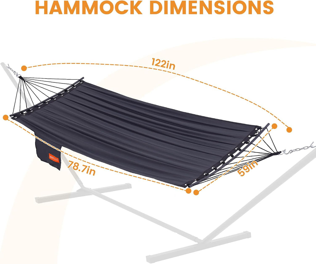 Lazy Daze Portable Camping Hammock with Curved Spreader Bar, Grey