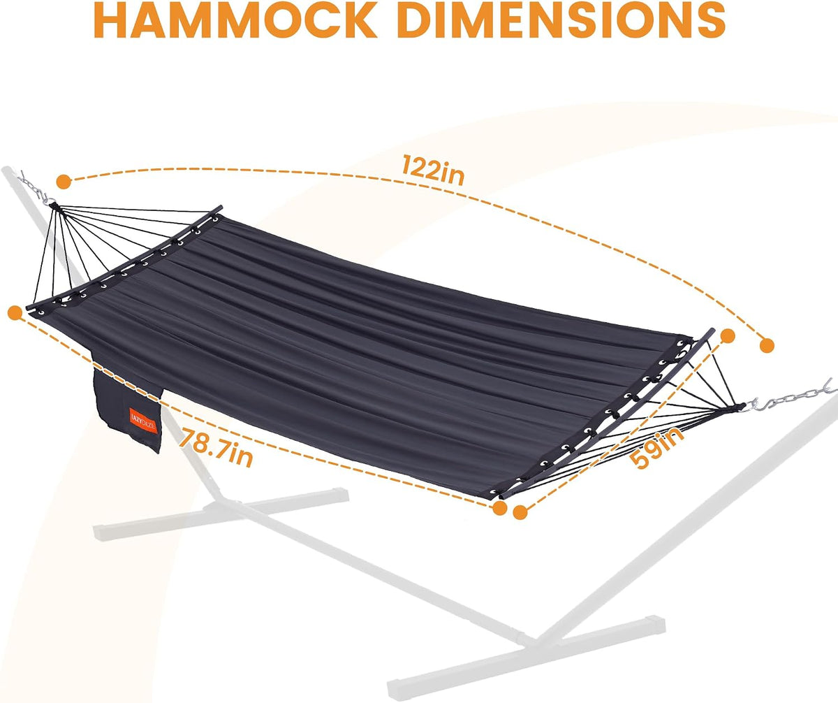 Lazy Daze Portable Camping Hammock with Curved Spreader Bar, Grey