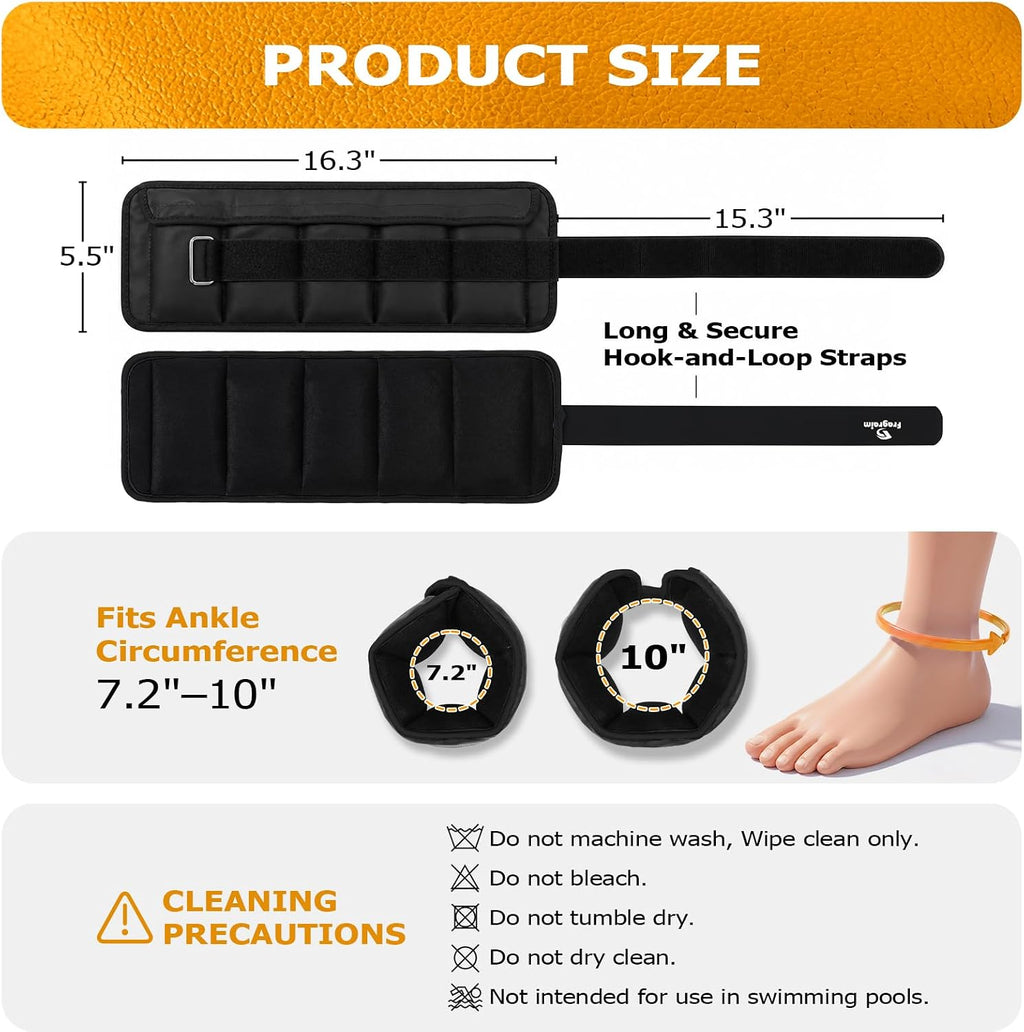 Fragraim Adjustable Ankle Weights for Women and Men, 1 Pair (2–10 lbs)