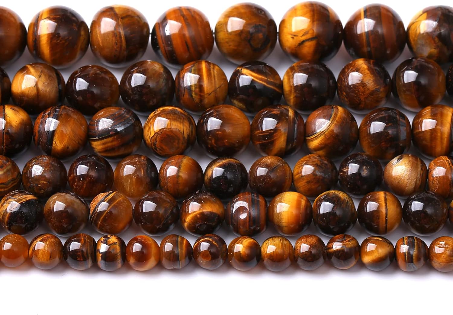 75PCS 10MM Natural Stone Yellow Tiger Eye Stone with Iron Mine Beads for Jewelry Making DIY Bracelet
