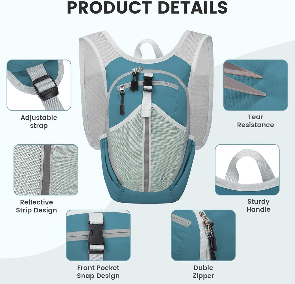 10L Small Hiking Backpack - Lightweight Foldable Backpack, Blue
