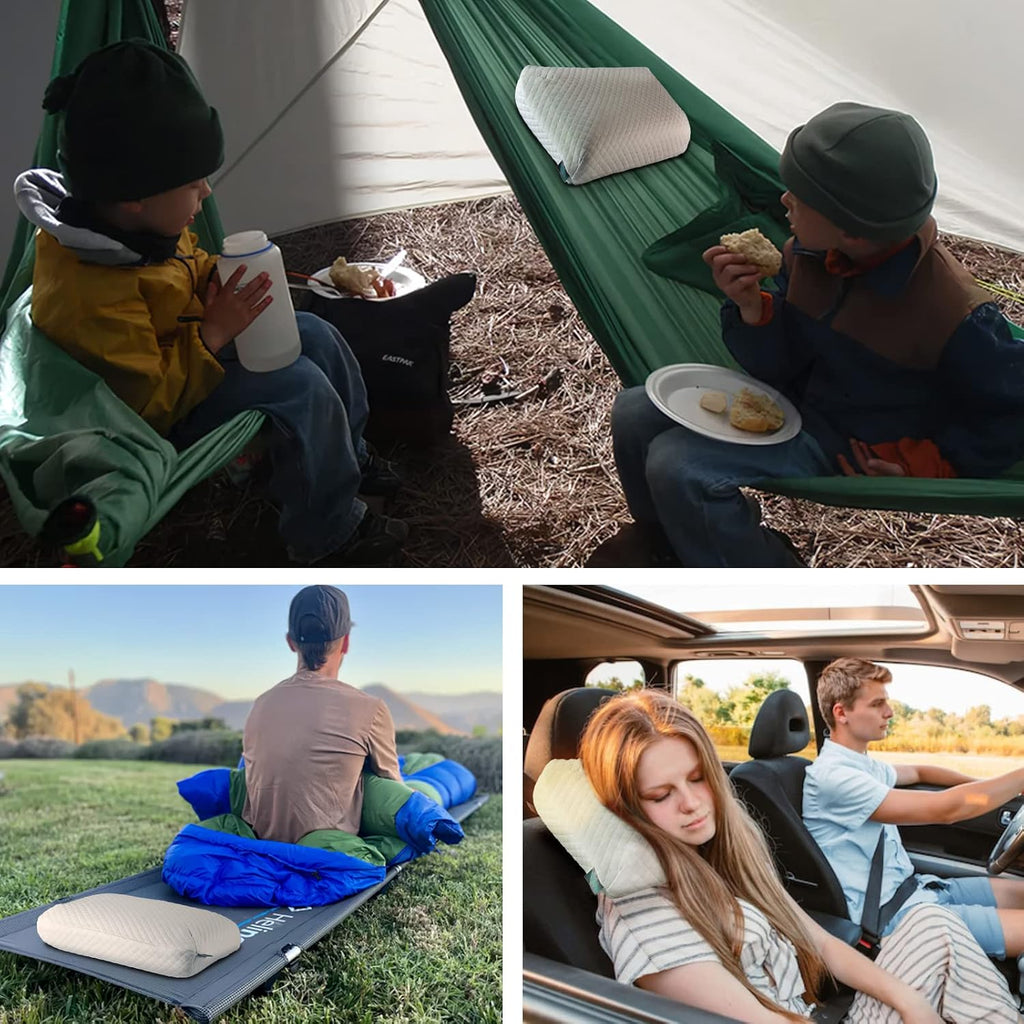 Memory Foam Travel Pillow 9.8"x15.7" Compact Camping Pillow