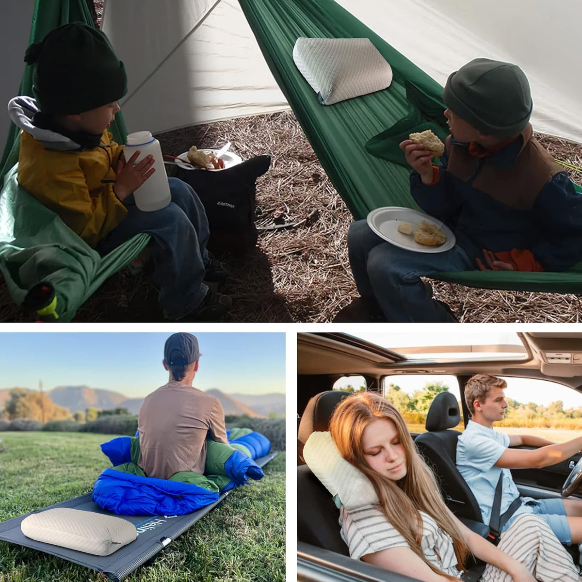 Memory Foam Travel Pillow 9.8"x15.7" Compact Camping Pillow
