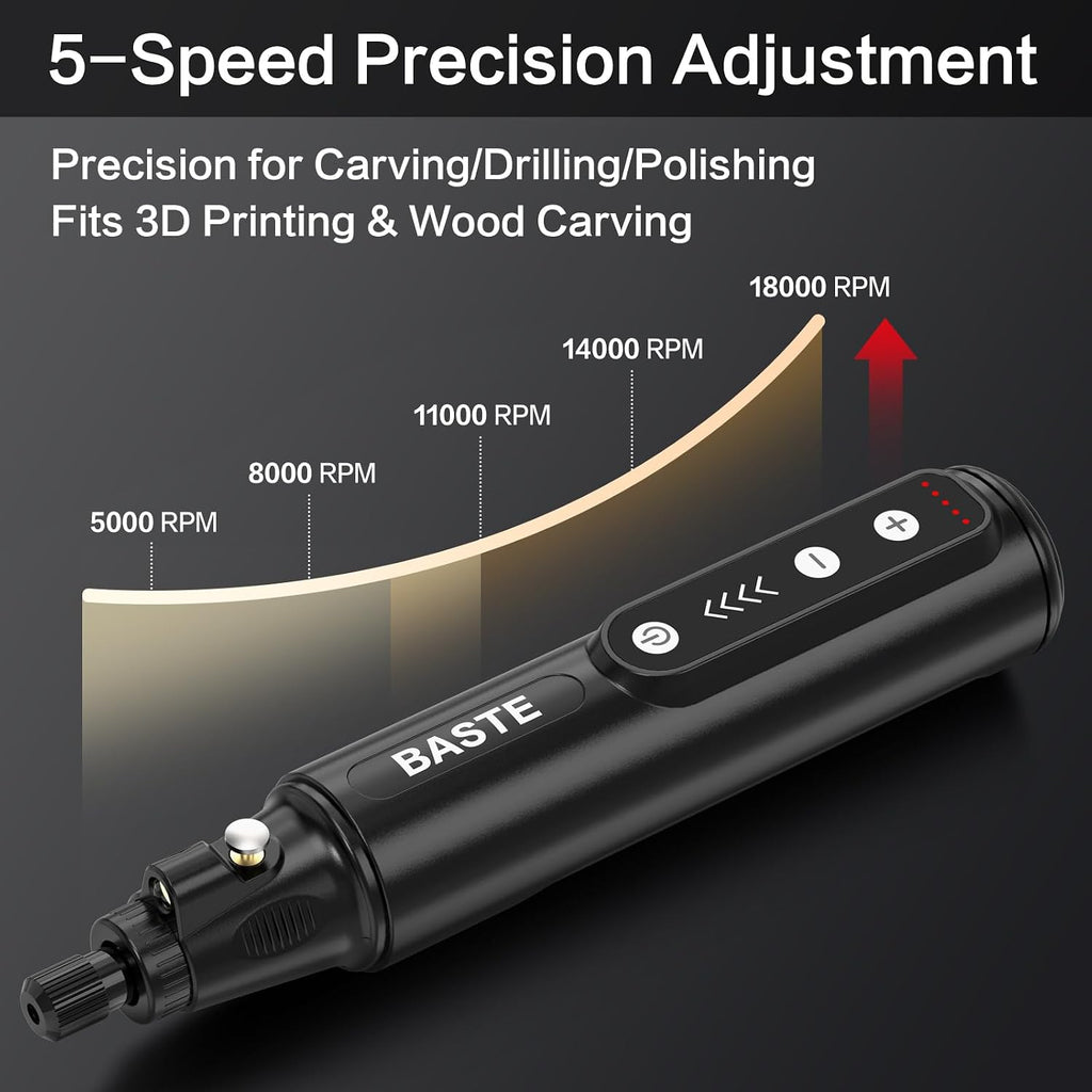 Baste Mini Cordless Rotary Tool, 5-Speed 18000 RPM, 109Pcs Accessories