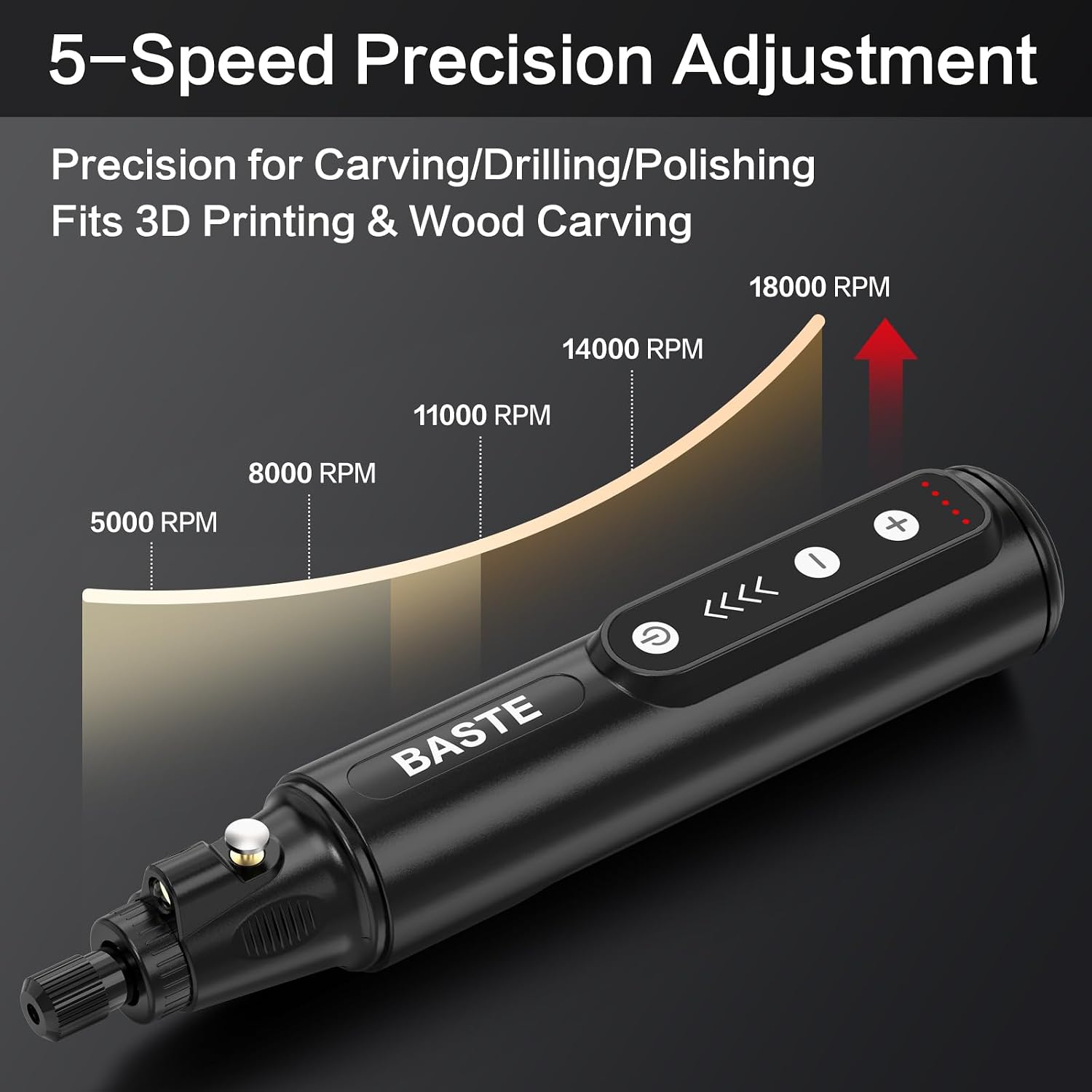 Baste Mini Cordless Rotary Tool, 5-Speed 18000 RPM, 109Pcs Accessories