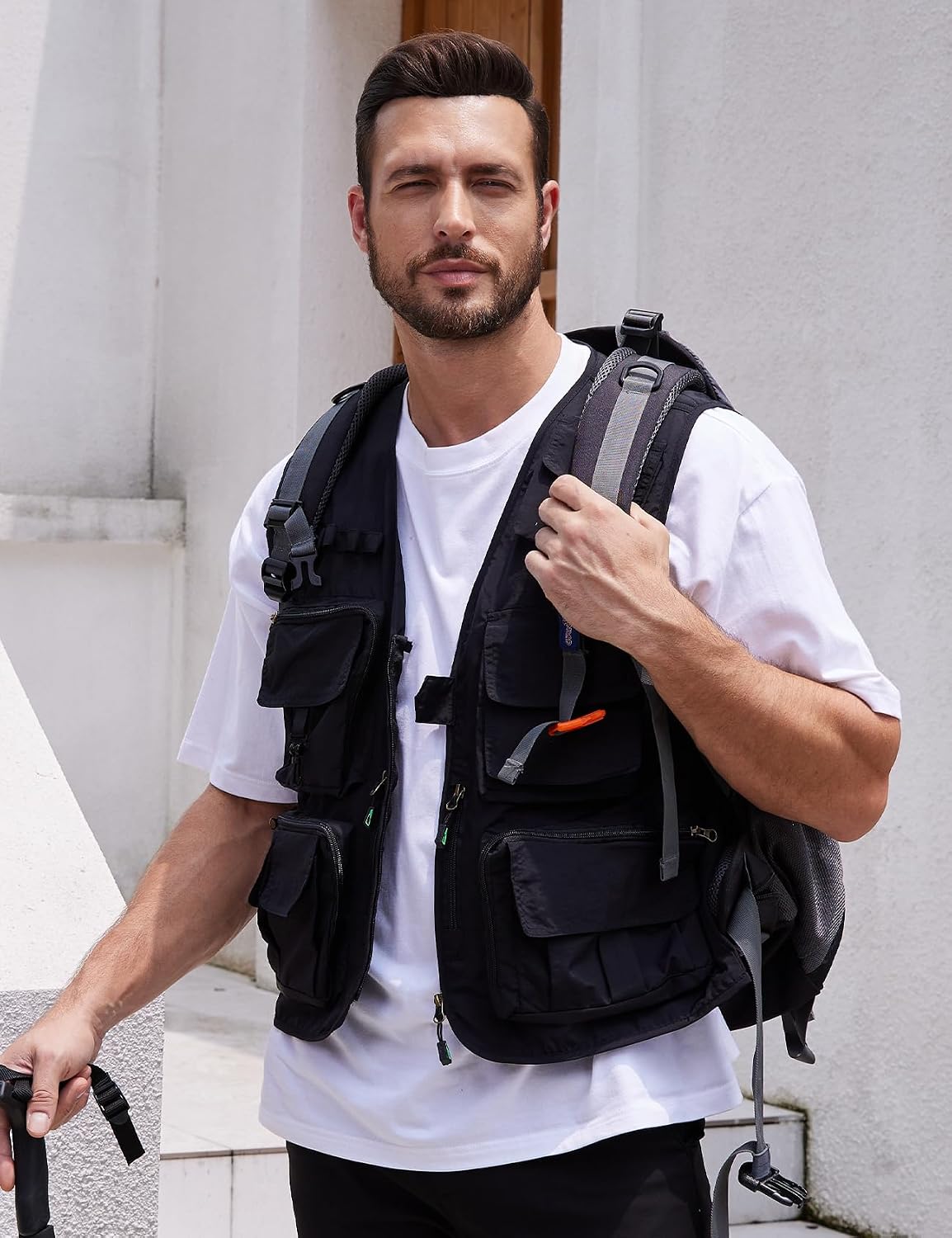 Yimoon Mens Utility Fishing Vest Lightweight Safari Cargo Vest