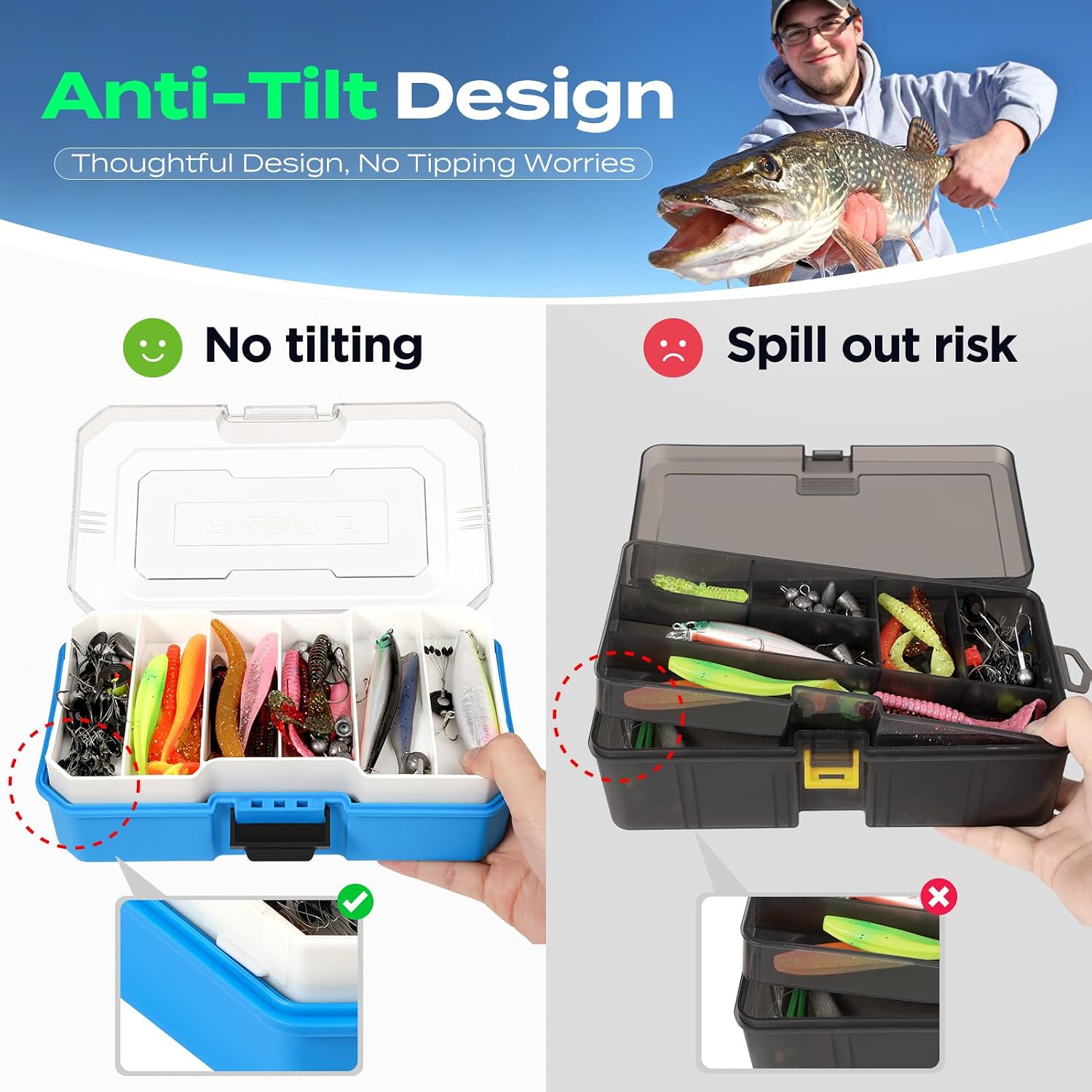 PLUSINNO Bass Fishing Lures Tackle Box Gear Kit with Tackle Included
