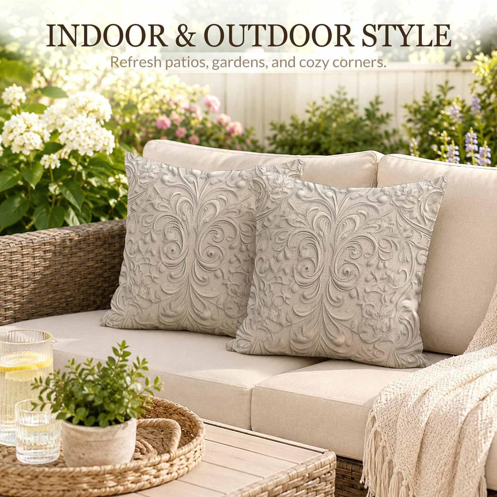 3D White Paper Throw Pillow Covers Set of 2 Retro Natural Leaves and Flowers Throw Pillow Covers Couch Square Pillowcases Cushion for Living Room Bedroom Sofa 18x18 Inch
