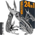 24-in-1 Multitool with Knife, Pliers & 11 Bits Sharp Stainless Steel - Multi Tool for Men - Ideal Gear with Tools for Camping Hiking, Survival, EDC - Best Gifts for Husband Boyfriend 2238