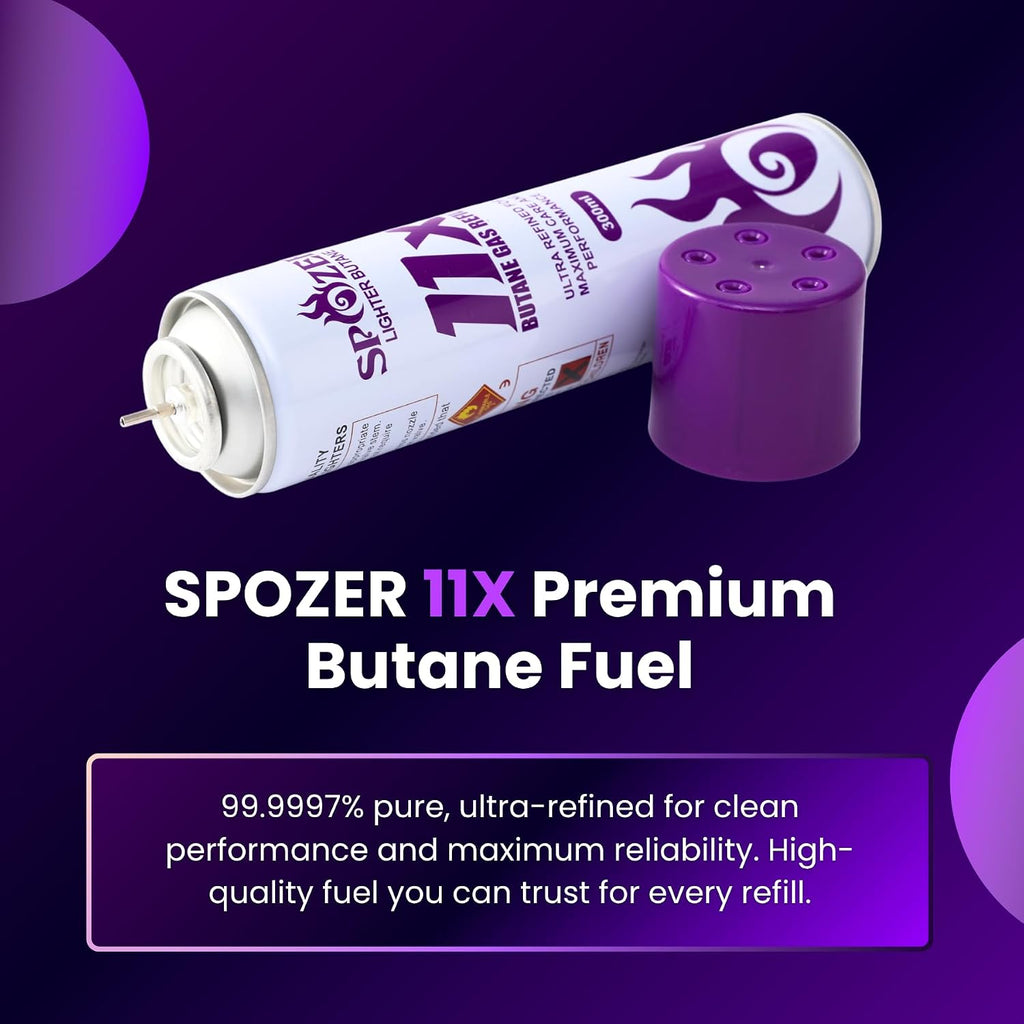 SPOZER 11X Butane Fuel Refill 99.9997% Pure 300ml for Torch Lighter 36 Cans