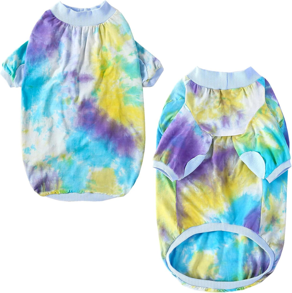 Tie Dye Dog Clothes for Extra Large Dogs Breathable Cotton Dog Shirt Dog Pajamas Big Dogs Boy Girl Blue 3XL